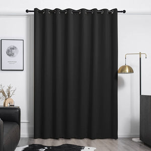 Black Blackout Curtains for Bedroom 84 Inch Length - Grommet Thermal Insulated Window Curtains for Living Room (Black, 100 inches Width by 84 inches Length, 1 Panel)