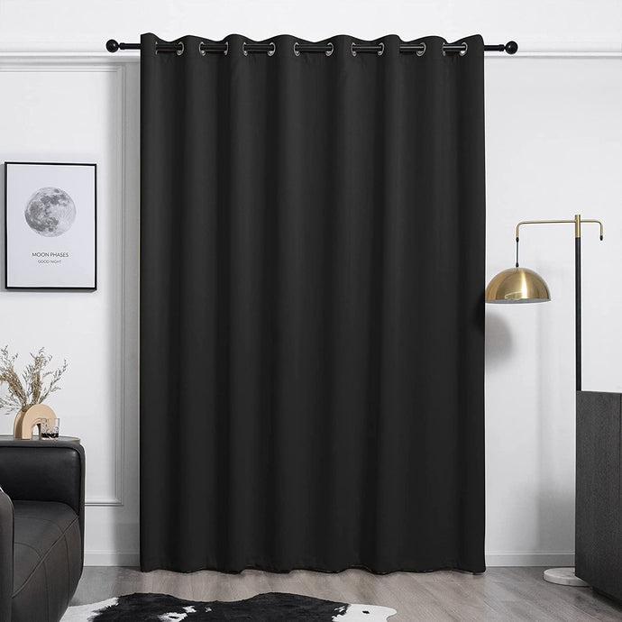 Black Blackout Curtains for Bedroom 84 Inch Length - Grommet Thermal Insulated Window Curtains for Living Room (Black, 100 inches Width by 84 inches Length, 1 Panel)