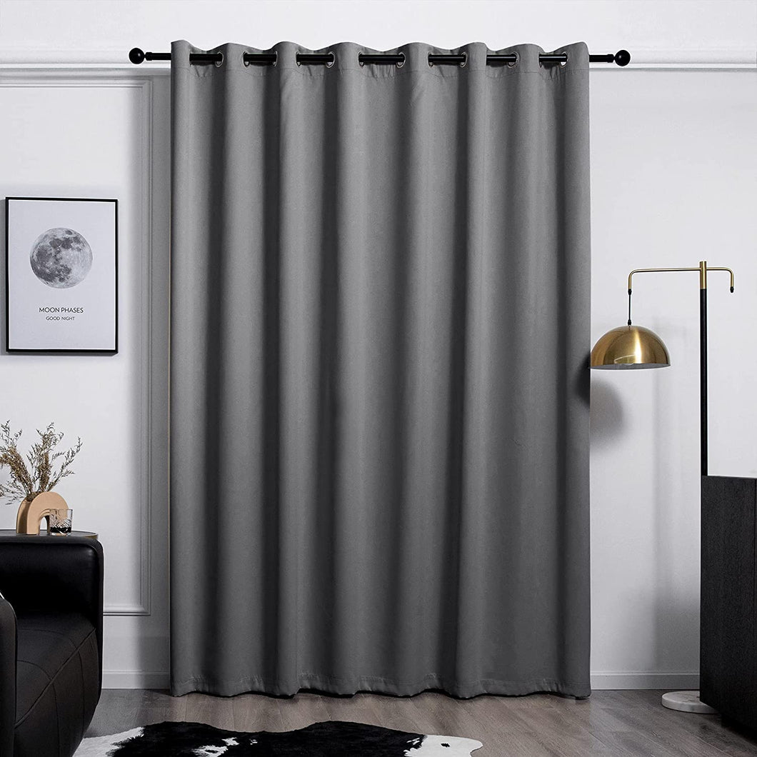 Black Blackout Curtains for Bedroom 84 Inch Length - Grommet Thermal Insulated Window Curtains for Living Room (Black, 100 inches Width by 84 inches Length, 1 Panel)
