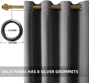 Black Blackout Curtains for Bedroom 84 Inch Length - Grommet Thermal Insulated Window Curtains for Living Room (Black, 100 inches Width by 84 inches Length, 1 Panel)
